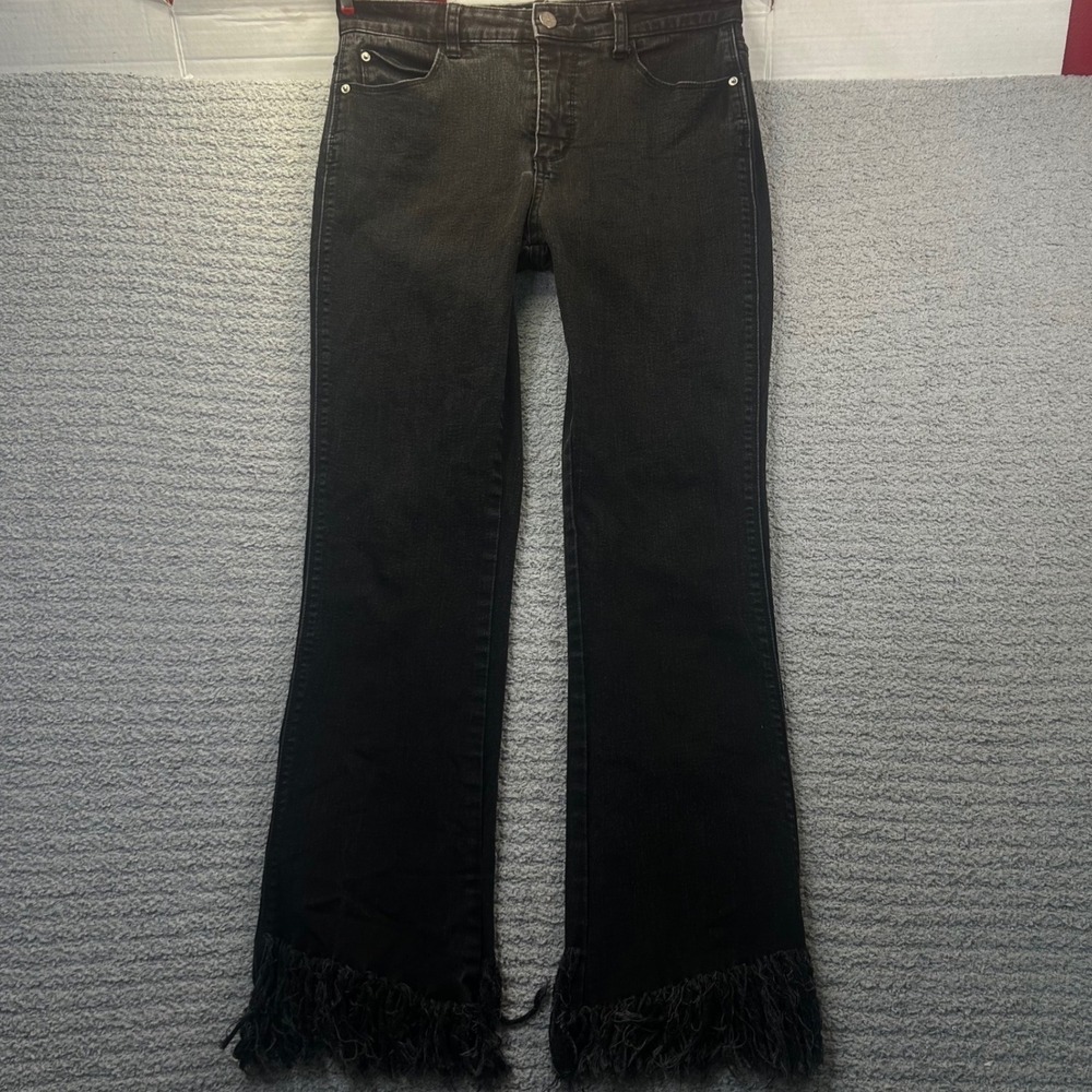 For The Republic Baby Bootcut Jeans Frayed Hem Black 6 Edgy Grunge Boho Style